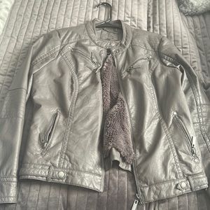Gray leather jacket